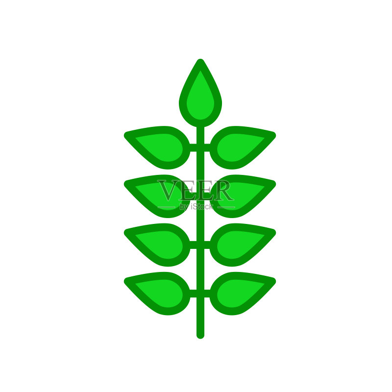 白色背景的坚果叶子图标矢量标志和符号,坚果叶子logo概念图标素材