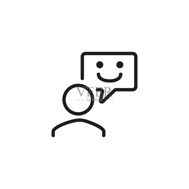 带有笑脸语音气泡的男士线条图标图标素材