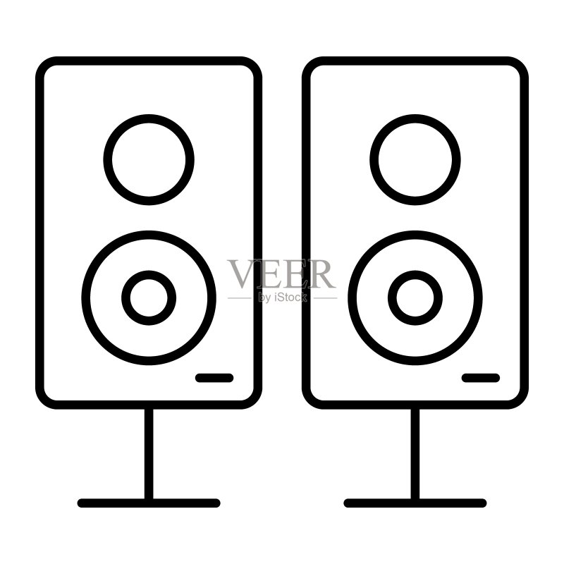 音柱细线图标。音乐柱矢量插图,与白色隔离。声音柱轮廓样式设计,专为Web和App设计。EPS 10。图标素材
