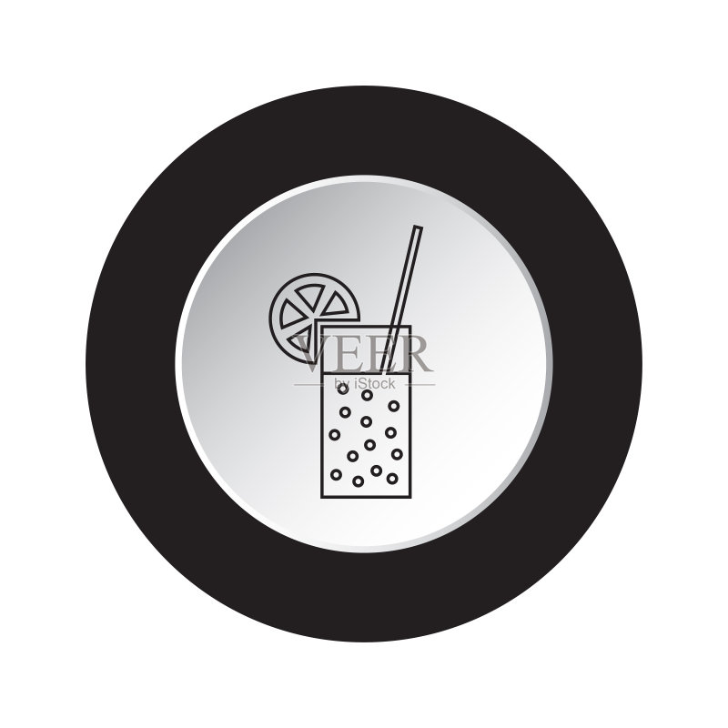 圆形黑白按钮图标 - 碳酸饮料图标素材