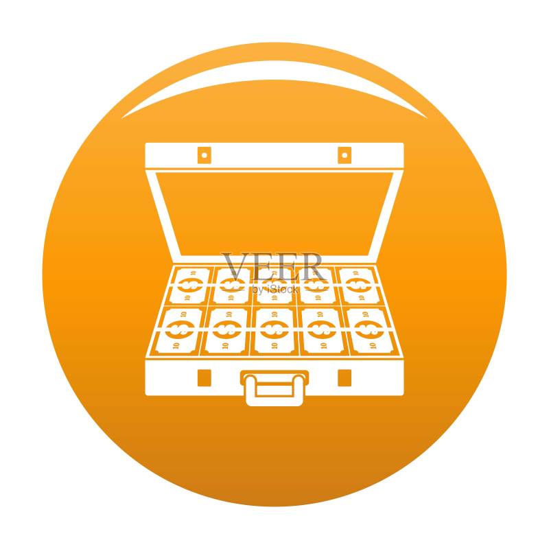 橙色行李箱金钱图标矢量图图标素材