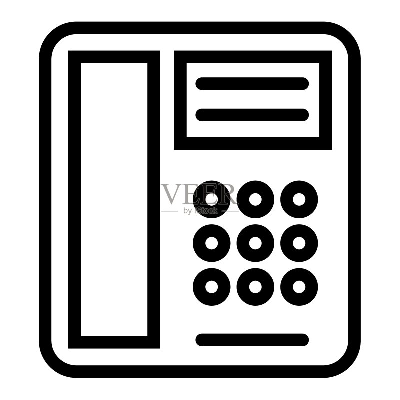 电话线图标:电话矢量图,老式电话轮廓设计,适用于网页和App,EPS 10图标素材