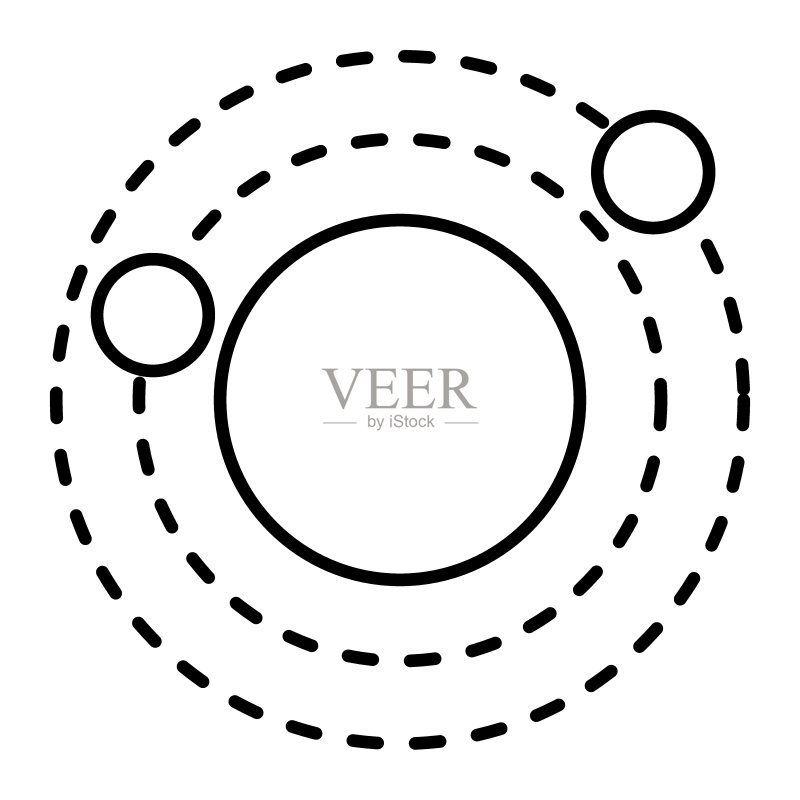 太阳系细线图标。轨道矢量图(白色背景)。星系轮廓风格设计,专为Web和App设计。EPS 10。图标素材