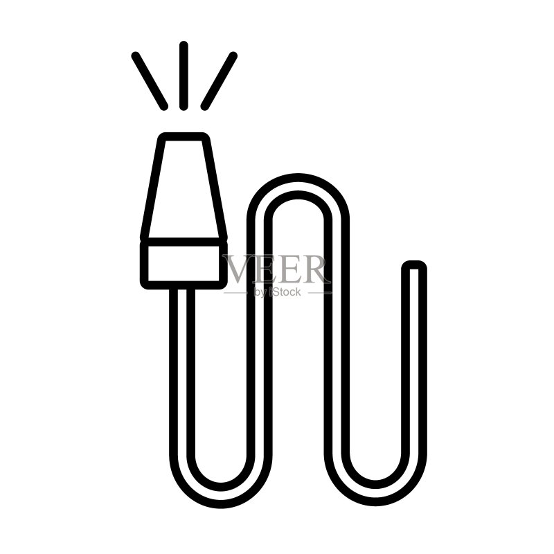 软管细线条图标。花园软管矢量图,白色背景。用于网页和App的浇水软管轮廓设计。图标素材