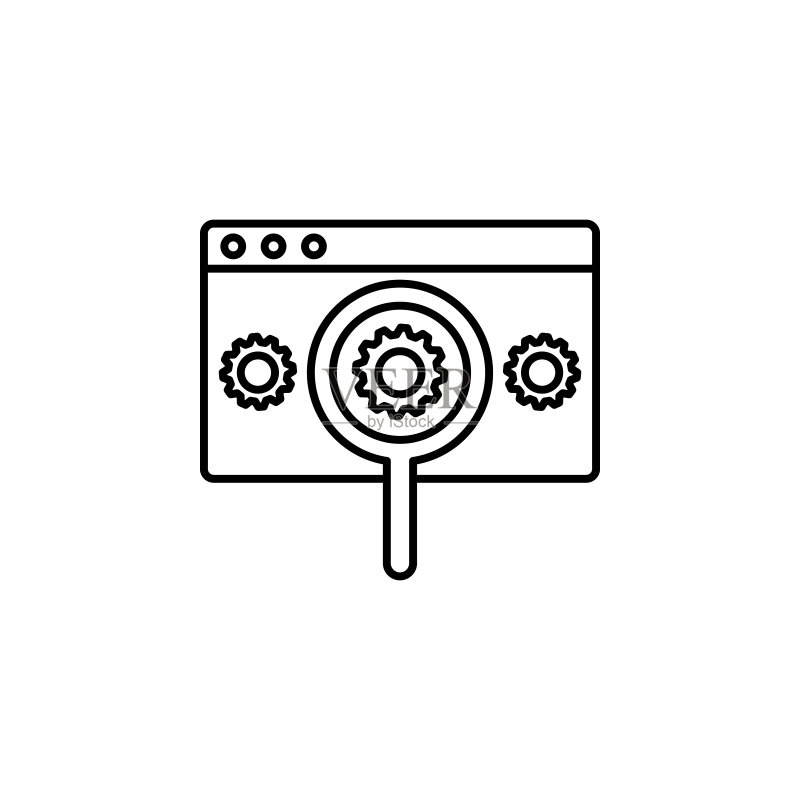 搜索浏览器设置图标。用于移动概念和Web应用程序的启动图标元素。细线搜索浏览器设置图标可用于Web和移动图标素材