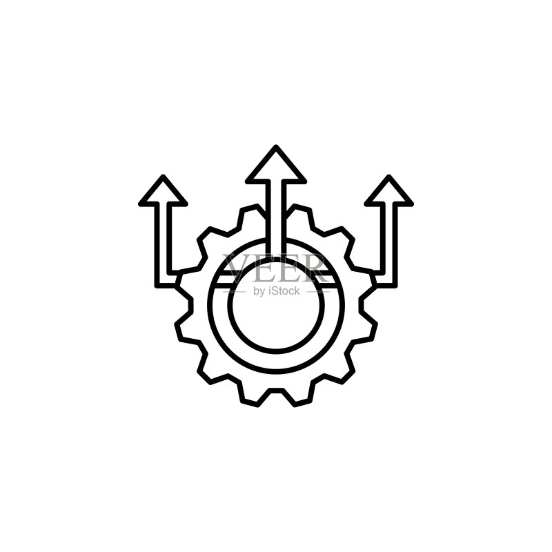 齿轮图标输出元素:移动概念和Web应用启动图标的细线输出图标素材