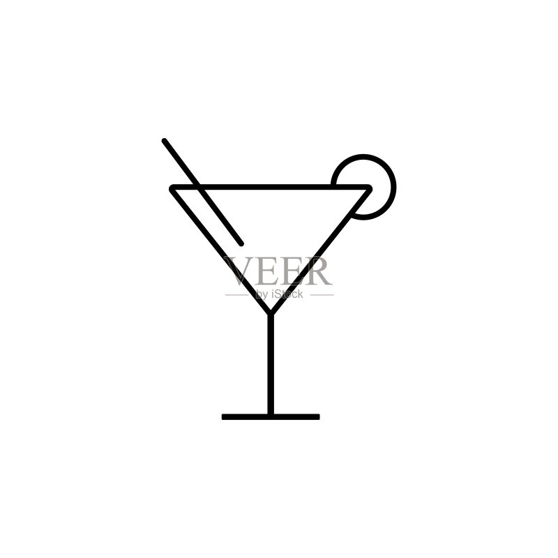 鸡尾酒杯简约线条图标图标素材