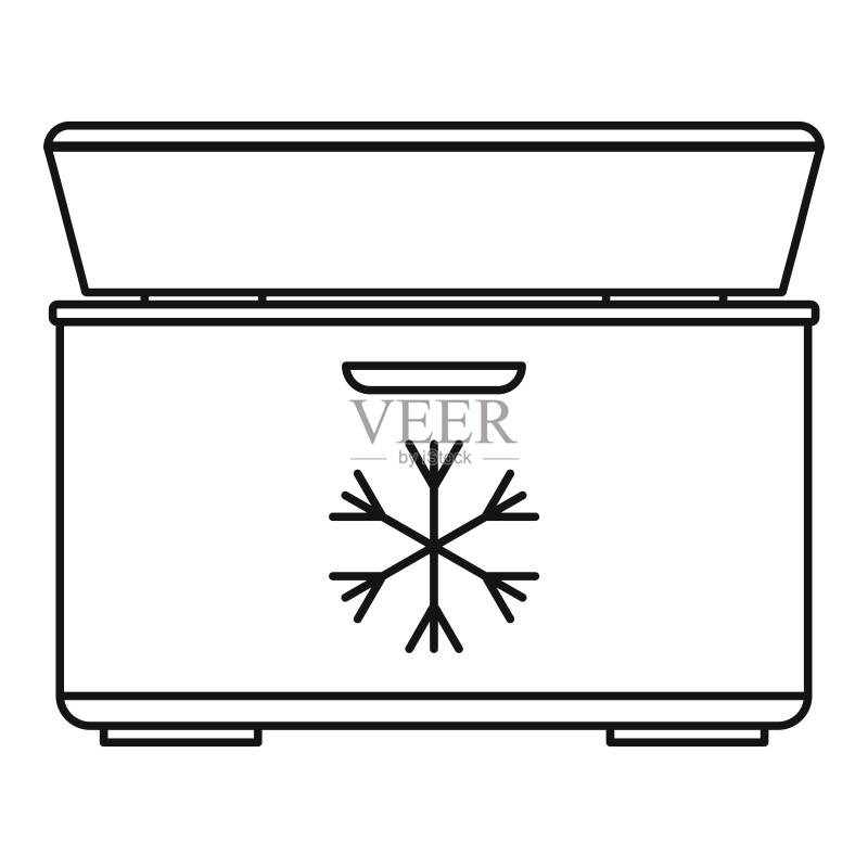 冰淇淋冰箱图标,轮廓风格图标素材