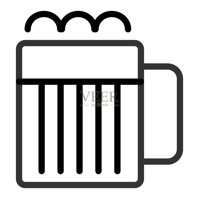 带泡沫啤酒杯线条图标矢量素材图标素材