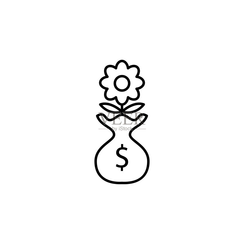 摇钱树图标:用于移动概念和Web应用程序的启动图标元素。细线摇钱树图标可用于Web和移动图标素材