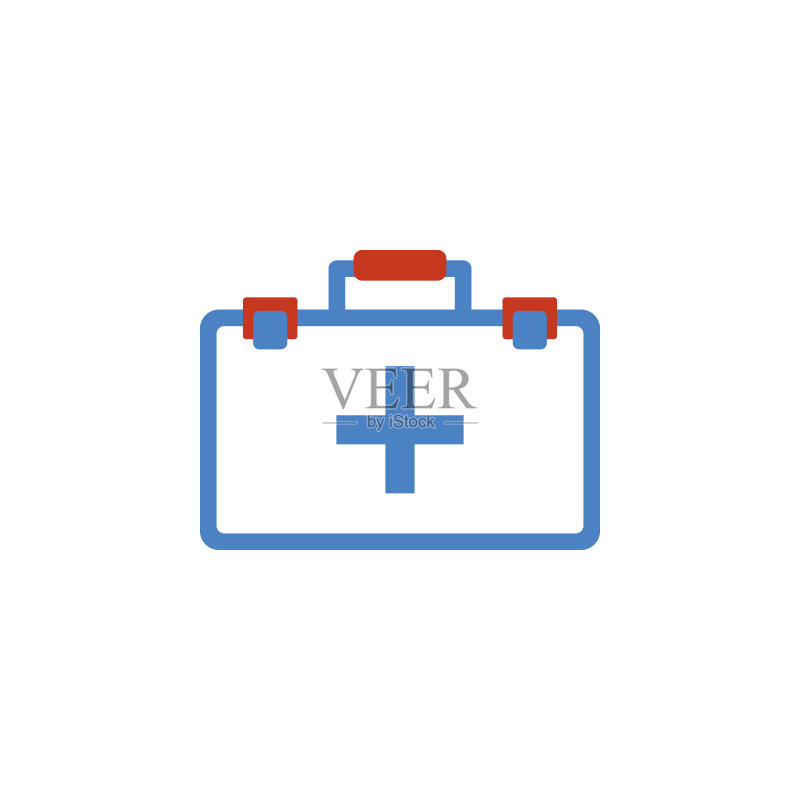 彩色急救箱插图。用于移动概念和网络应用程序的建筑工具元素。详细的急救箱插图可用于网络和移动。高级图标图标素材