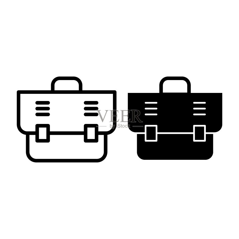 公文包线性图标和字形图标。白色背景上的公文包矢量图。公文包轮廓样式设计,专为网页和应用程序设计。EPS 10。图标素材