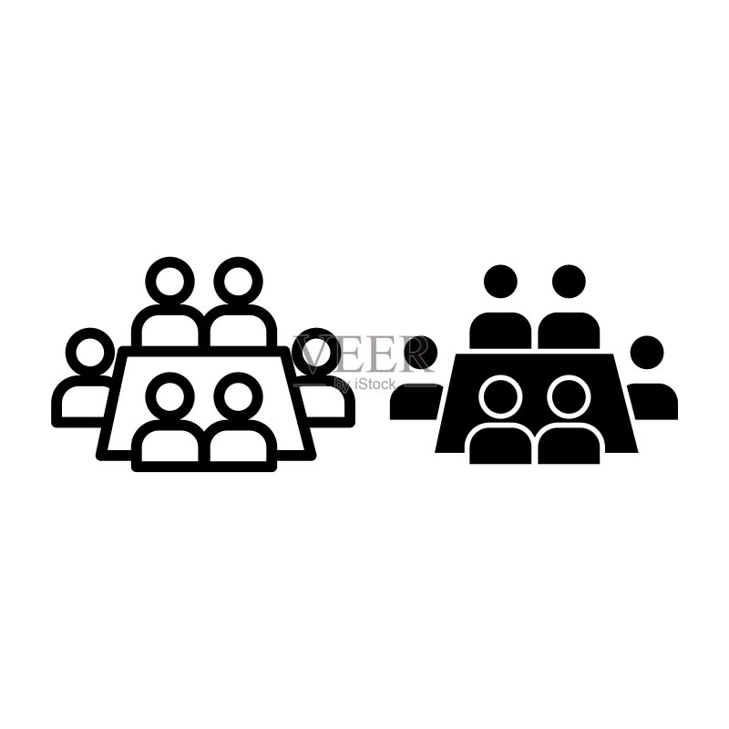 商务会议线性图标。会议矢量图,专为网页和App设计。图标素材