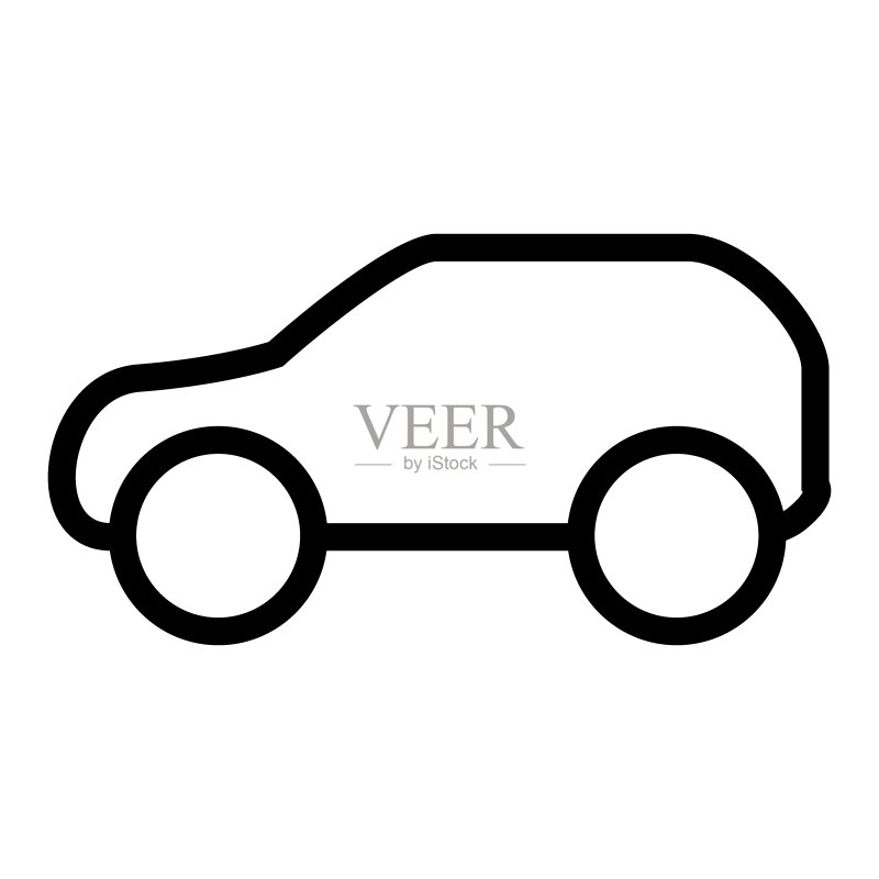汽车线条图标。汽车矢量插图,与白色背景隔离。专为网页和应用程序设计的交通运输轮廓风格设计。EPS 10。图标素材
