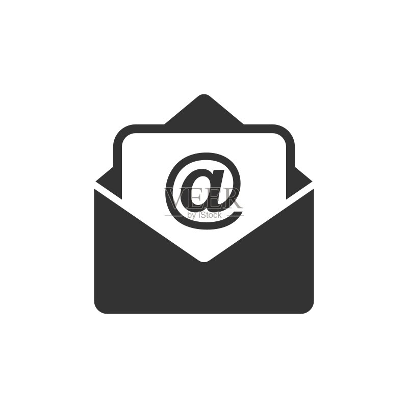 扁平风格邮件信封图标,电子邮件消息矢量图,白色背景邮箱电子邮件业务概念图标素材