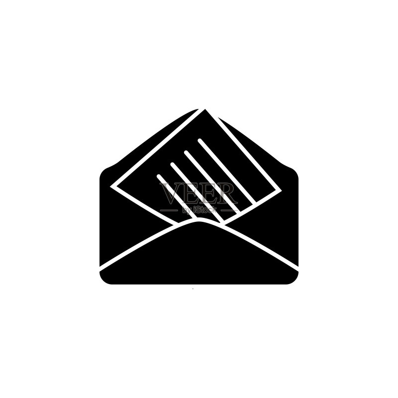 信封图标中的字母IN。适用于移动概念和Web应用程序的Web图标元素。隔离的信封图标中的字母可用于Web和移动设备图标素材