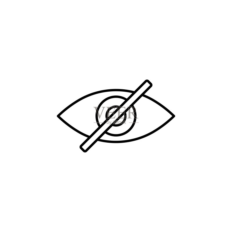 关闭眼睛图标。网络安全图标元素,适用于移动概念和Web应用。细线关闭眼睛图标可用于Web和移动端图标素材