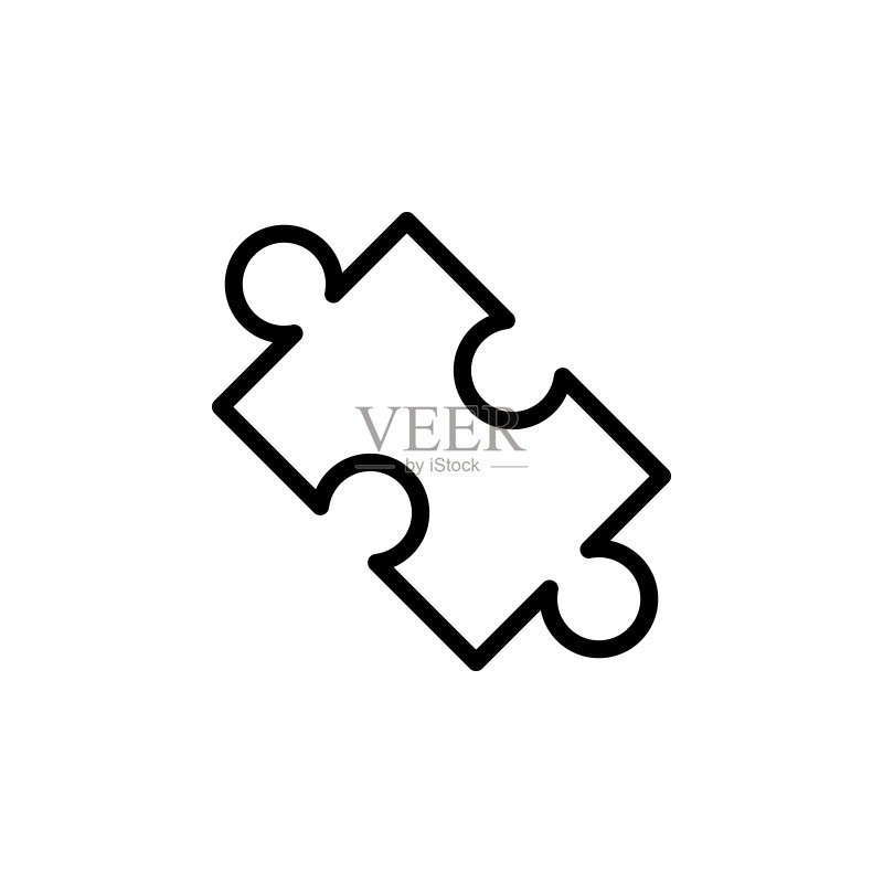 拼图图标。用于移动概念和Web应用程序的科学图标元素。细线拼图图标可用于Web和移动端图标素材