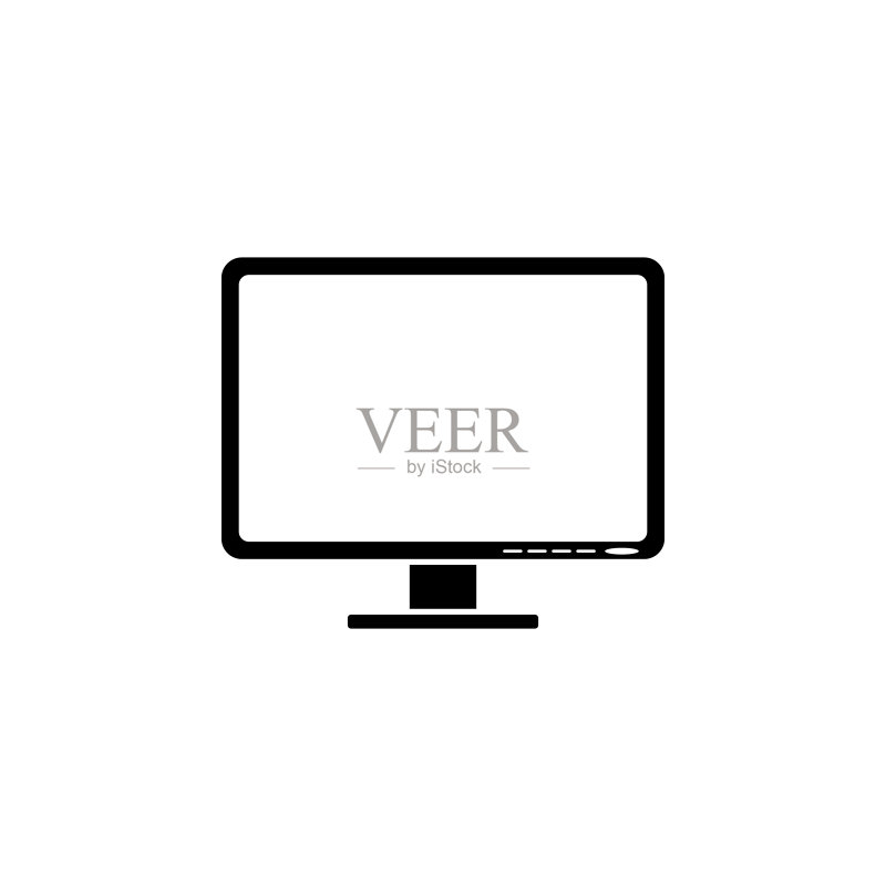 电脑显示器图标矢量图,白色背景图标素材