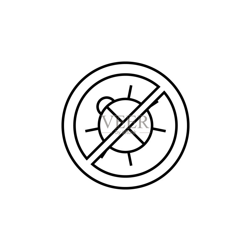 关闭漏洞图标。用于移动概念和Web应用程序的网络安全元素图标。关闭漏洞图标的细线可用于Web和移动设备图标素材