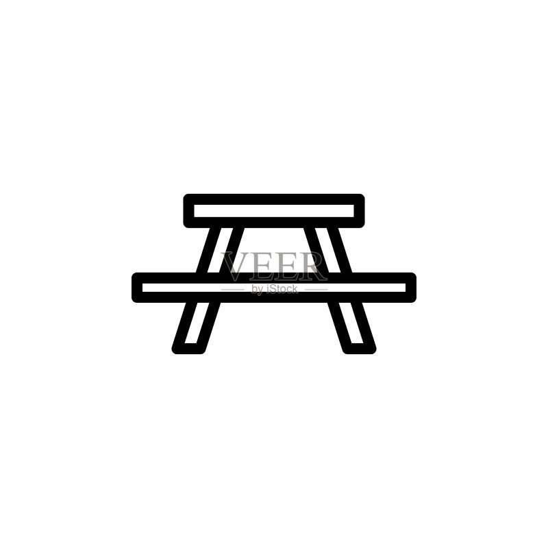 野餐地点图标。用于移动概念和Web应用程序的导航元素。细线野餐地点图标可用于Web和移动图标素材