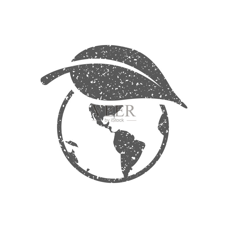 Grunge风格地球叶子图标图标素材