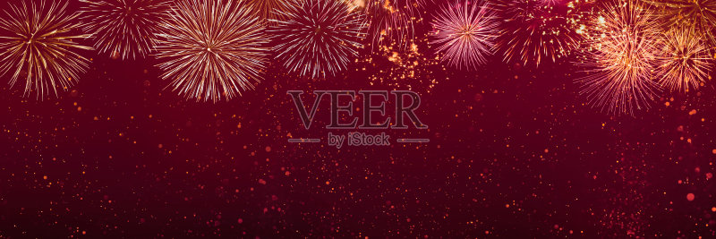 节日烟花背景全景图正版图片素材