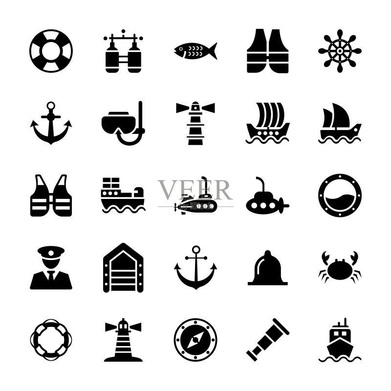 海洋字形图标图标素材