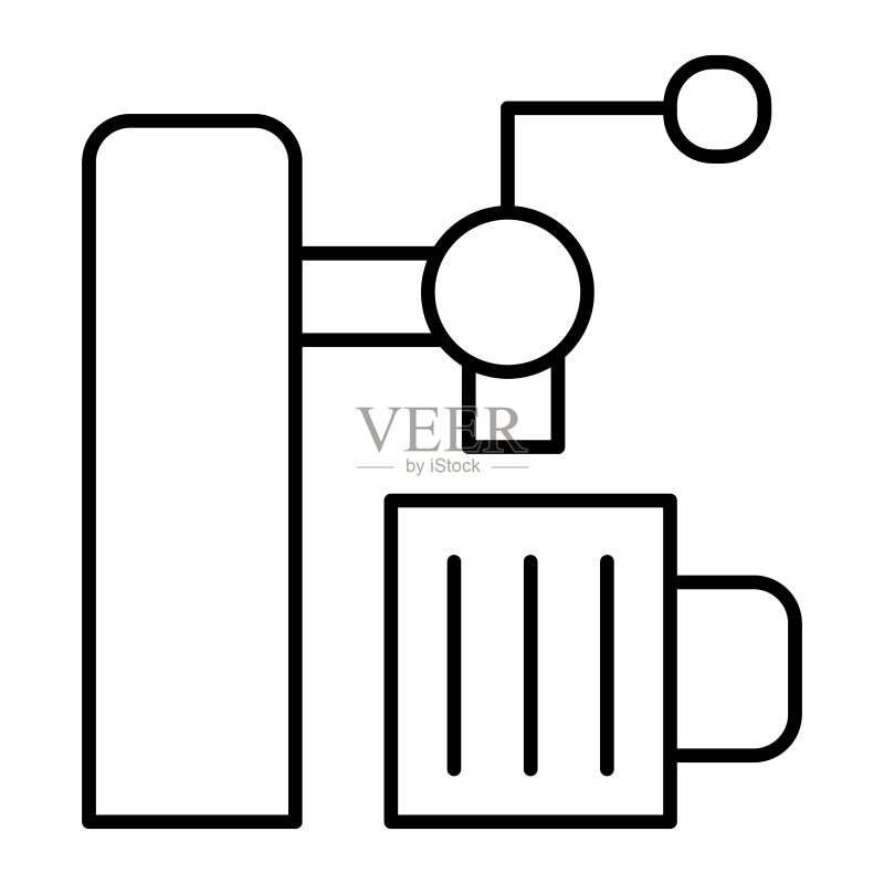 啤酒龙头和玻璃杯细线图标图标素材