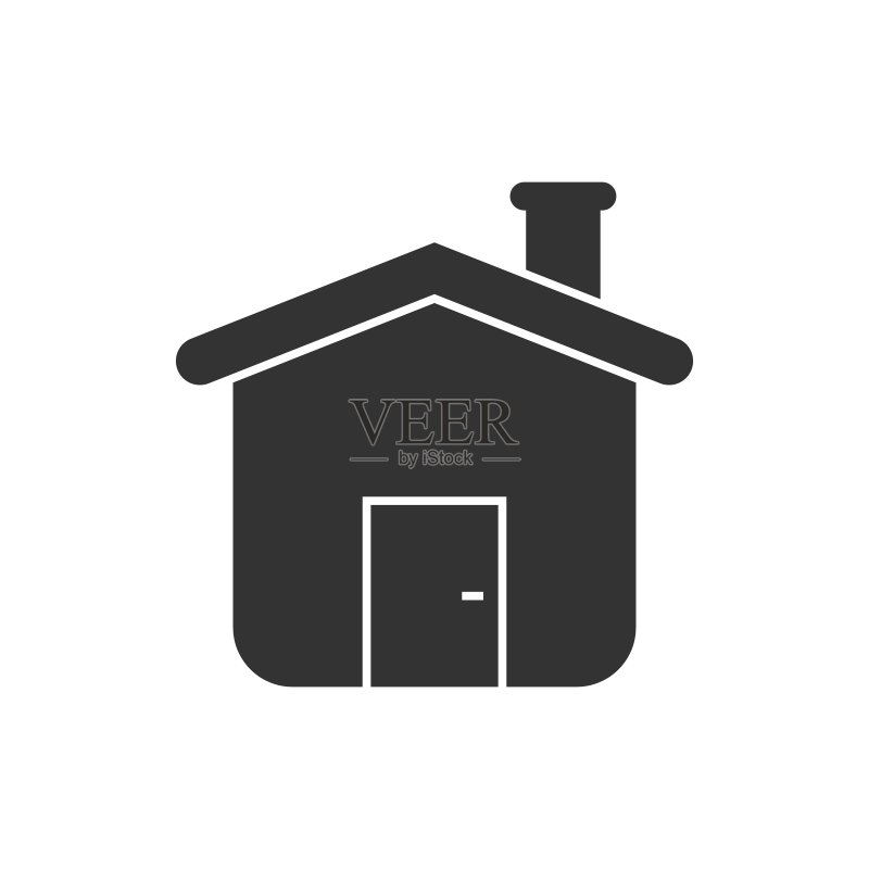 扁平风格的房屋建筑图标。白色孤立背景上的房屋公寓矢量图。房屋住宅商业概念。图标素材