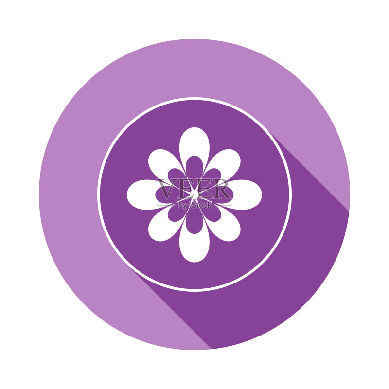 扁平长阴影风格花朵图标 - UI/UX花朵图标图标素材