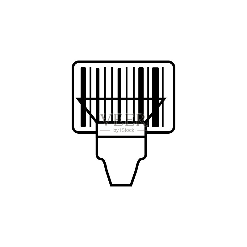 条形码扫描仪图标:用于移动概念和Web应用程序的全球物流元素细线图标图标素材