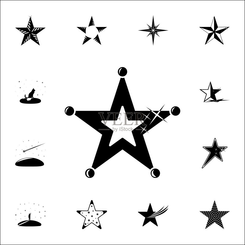 带圆点图标的星星图案,用于网页和移动设备的通用星星图标集图标素材