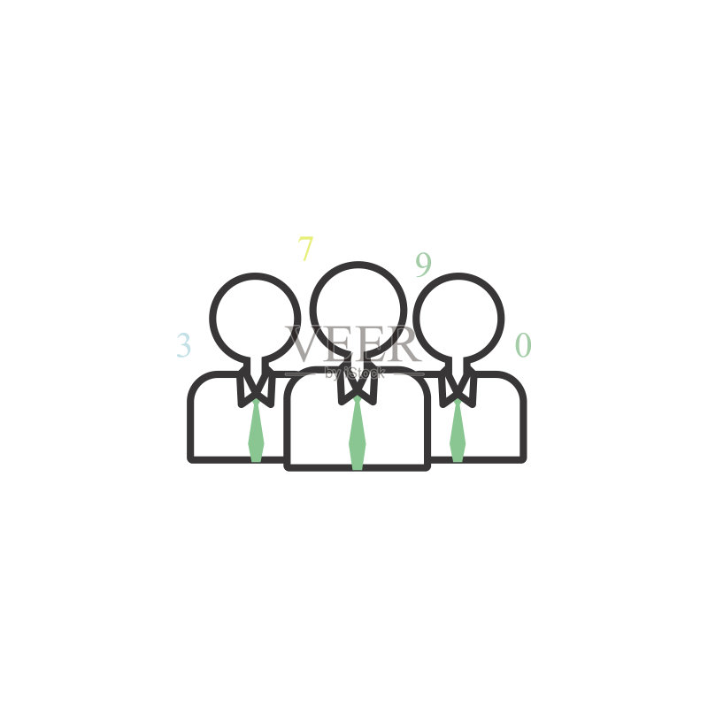 协作彩色图标:移动概念和Web应用业务元素细线图标,用于网站设计和应用开发高级图标图标素材