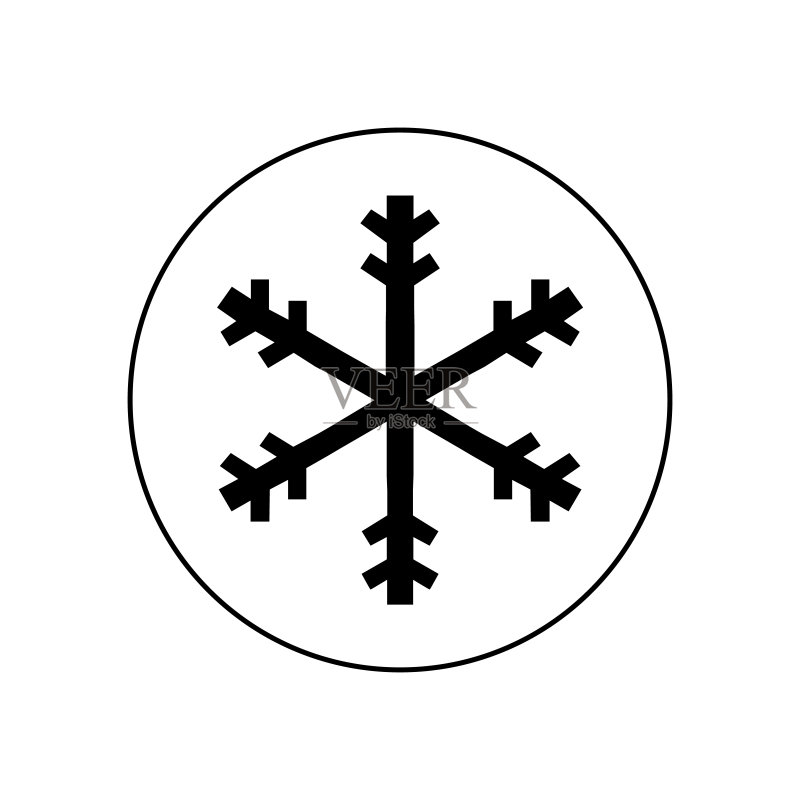 白色背景上的圆形雪花图标图标素材