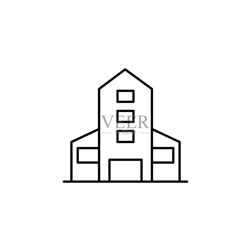 车库图标,用于移动概念和网络应用程序的建筑和地标轮廓元素图标素材