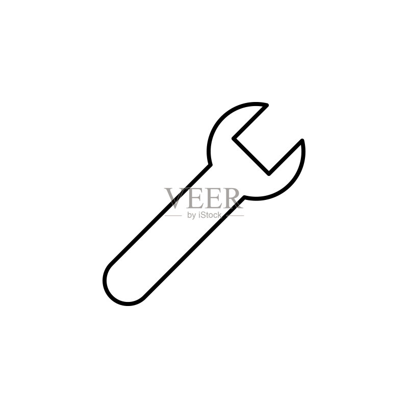 扳手。用于移动概念和Web应用程序的构造图标元素。细线扳手可用于Web和移动图标素材