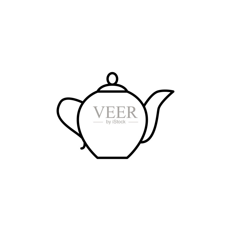 水壶图标:用于移动概念和Web App的食物元素图标,细线水壶图标可用于Web和移动端图标素材