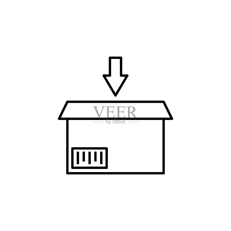 包裹图标。用于移动概念和Web应用程序的全球物流图标元素。细线包裹图标可用于Web和移动图标素材