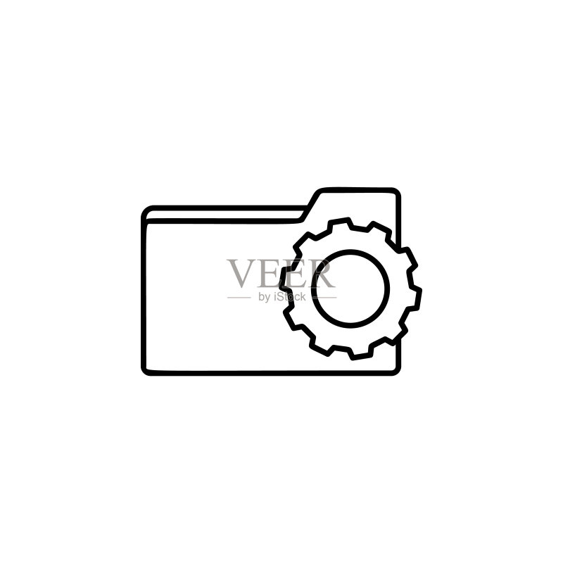 文件夹设置图标。自动化图标元素,适用于移动概念和Web应用。细线文件夹设置图标可用于Web和移动。高级图标图标素材