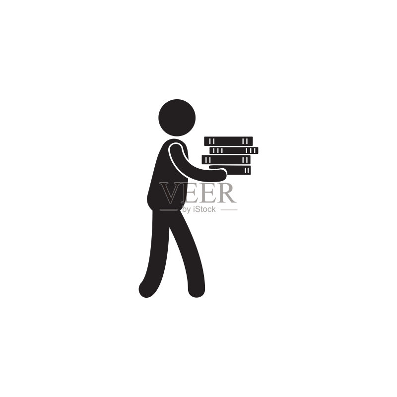 男人抱着书的插图,图书馆图标元素图标素材