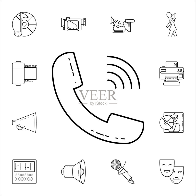 手机图标。Web和移动设备的通用媒体图标集图标素材
