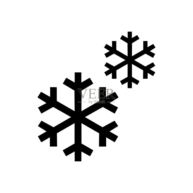 白色背景上的雪花图标剪影图标素材