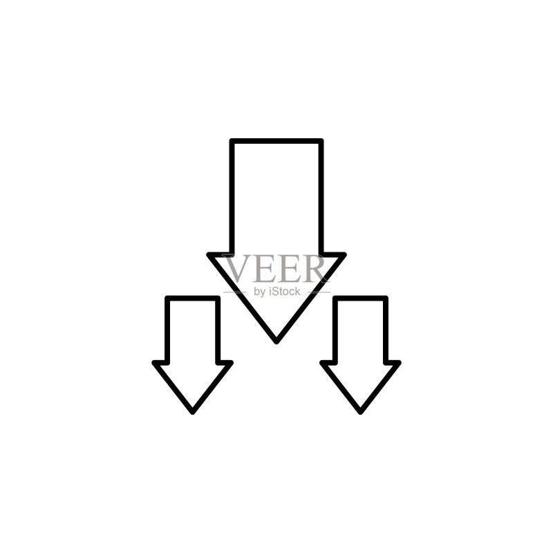 向下箭头图标。移动概念和Web应用程序的在线和Web元素。网站设计和开发、应用程序开发的细线图标。高级图标图标素材