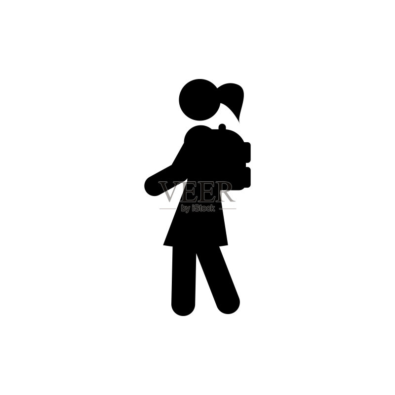 女学生图标。用于移动概念和Web应用程序的返校图标元素。Glyph女学生图标可用于Web和移动设备图标素材