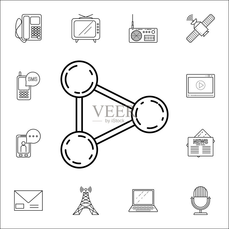 连接点图标:适用于网页和移动设备的通用媒体图标集图标素材