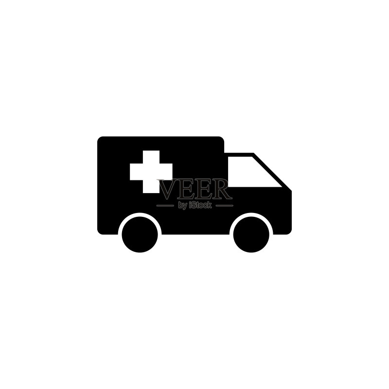 救护车图标:用于网站或移动应用的扁平风矢量图图标素材