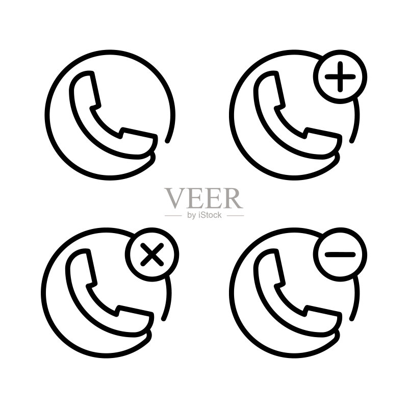 手机图标元素:移动概念和Web应用细线图标,网站设计和App开发图标素材