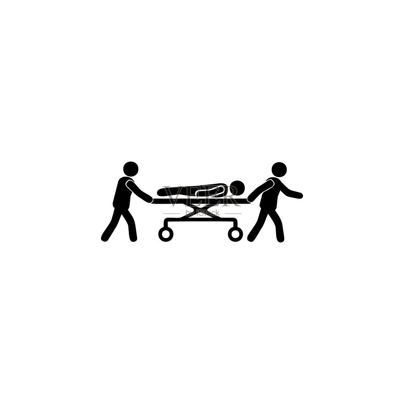 护士引导病床上的病人插画图标。医疗图标。病人轮廓图标元素。优质图形设计。网站、网页设计、移动应用收藏图标图标素材