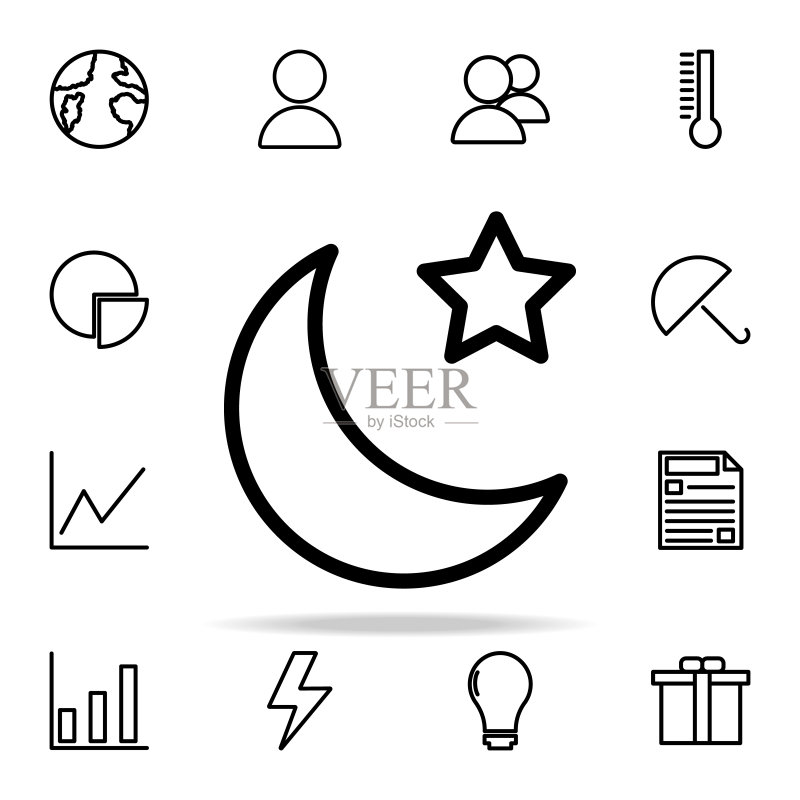 星星和新月图标:网页通用图标图标素材
